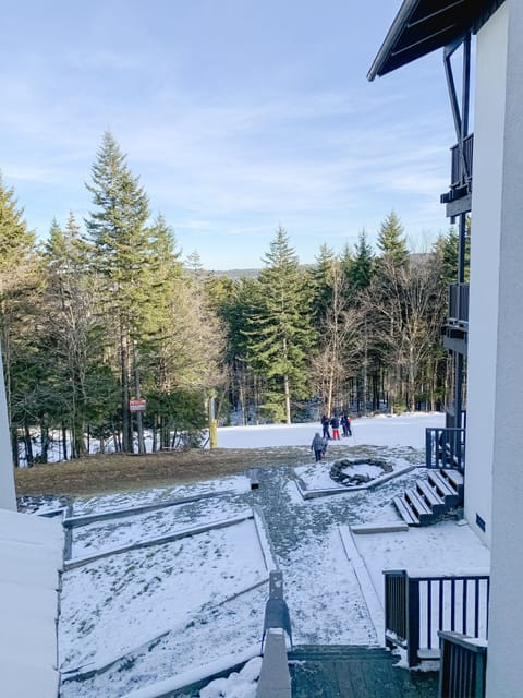 View walking down the stairs to the villa