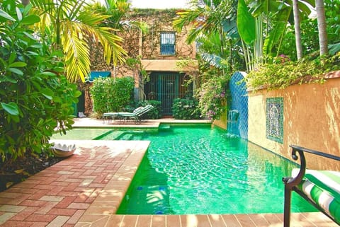 View of the pool from the back yard