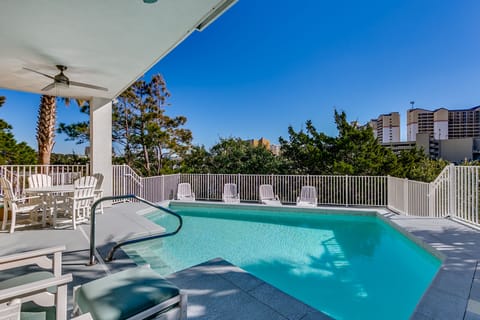 Pool w/ lounging additional lounging area down below.