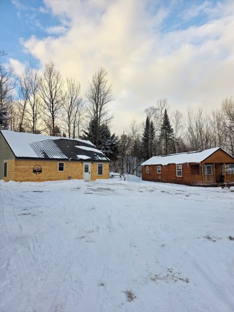 this cabin sits next to the lodge. The lodge is rented also.