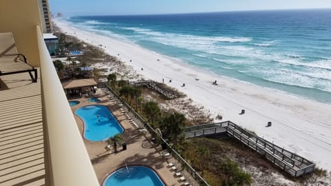 View from our Balcony overlooking the pools and beautiful beach!