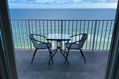 Breathtaking views of the gulf from the balcony on Windemere Resort Unit 1304