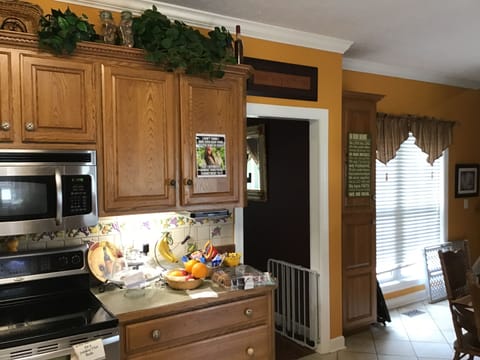 There always snacks, homemade cinnamon rolls, fruit and various pastries for you