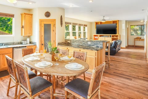 Warm wood tones welcoming you upstairs