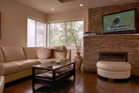 Stone Fireplace w/ TV