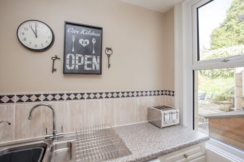 Sink area with views out to the private garden