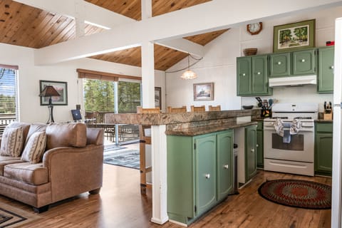 Kitchen - Full kitchen with stove/oven, refrigerator, dishwasher, microwave, blender, toaster, coffee maker, dishes, pots/pans, & more.