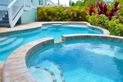 Large heated pool and spa