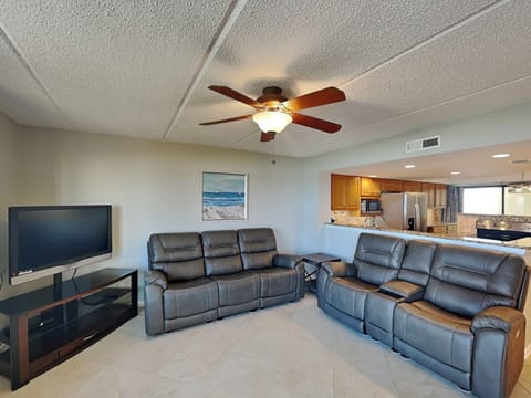 Living Room - Balcony Access, Ocean Views, Sofas + TV
