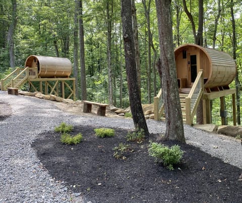 SaunaPods located steps from A-Frame 8, available for rent by the hour