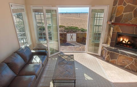 Photo showing view to the beach from the living room area