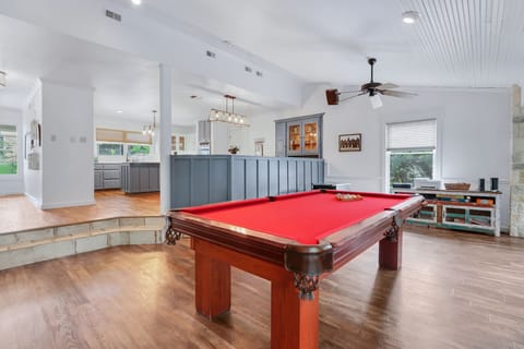 View looking back at the kitchen and dining area.