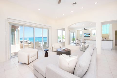 Kai Vista's lower-level interiors with dazzling oceanfront views and modern home decor.  