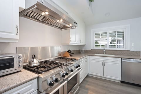 Kitchen with stainless steel appliances