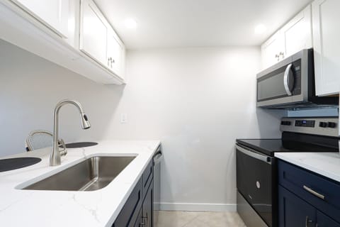 Kitchen with stainless steel appliances
