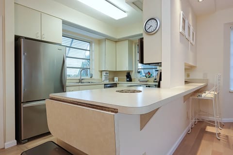 Kitchen with stainless steel appliances