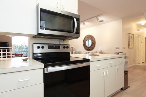Kitchen with stainless steel appliances