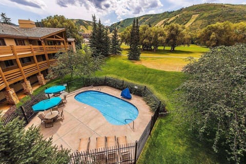 A very relaxing Poolside aerial view from directly above the home