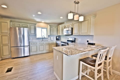 The kitchen was recently remodeled, and comes fully equipped with everything needed to prepare a meal!