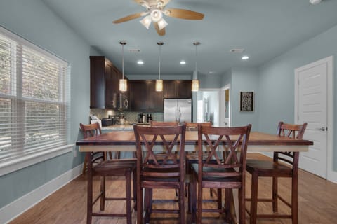 Open concept dining area with seating for 8