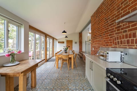 The Dairy: Open kitchen and dining room