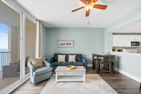 Gulf Front Living Area with Sleeper Sofa