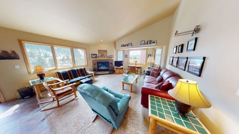Living Room with Gas Fireplace, Desk, Extra Windows, Sofabed - Living Room with Gas Fireplace, Desk, Extra Windows, Sofabed