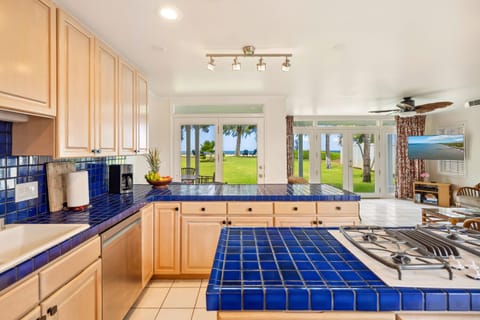 Kitchen is fully equipped with pots, pans and appliances