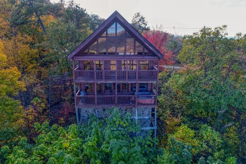 Evening View - Beautiful view of this gorgeous cabin. The cabin is surrounded by the Great Smoky Mountains.
