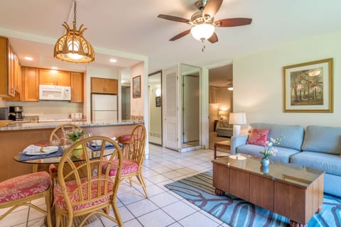 The sofa converts to a Queen size sleeper for additional guests