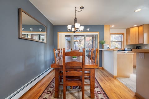 Dining area seats six