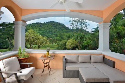 Large balcony with golf course view.
