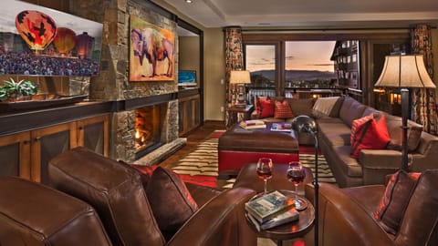 Great Room, Main Level - With fireplace and balcony