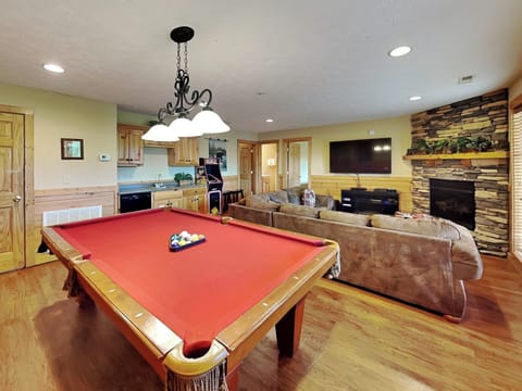 Game Room Pool Table, Arcade Games + Wet Bar