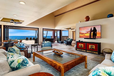 Indoor/Outdoor Style Living Area with Large Flat Screen TV