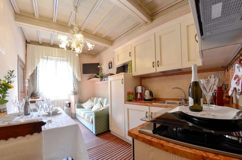 Living room, dining room and kitchen