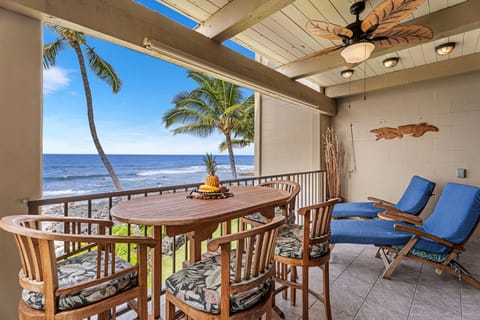Oceanfront three-bedroom, two-bathroom condo with mini-split AC's at Kona Bali Kai.