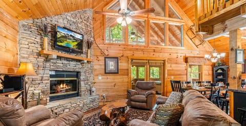 Indoors, Fireplace, Ceiling Fan, Furniture, Living Room