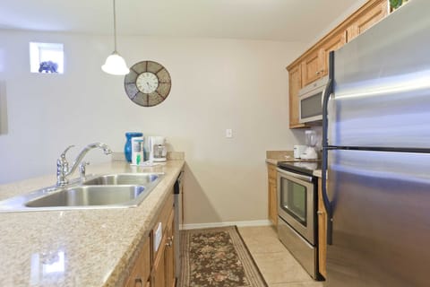 The Kitchen is Fully Equipped for making great meals.