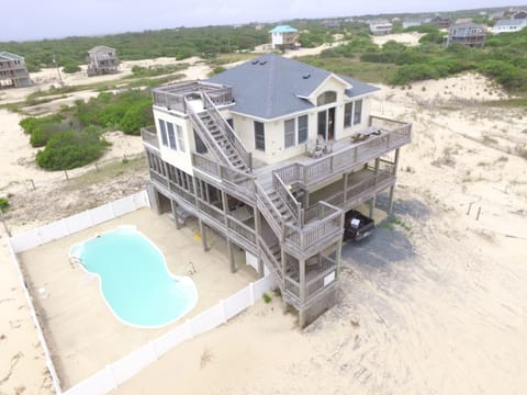 Exterior of Playing Hooky - Exterior of Playing Hooky vacation rental on elevated lot, Carova Beach 4x4 Northern Outer Banks NC