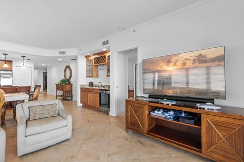 Enjoy a movie on the flat screen TV