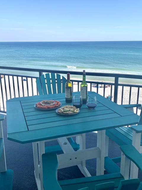 Balcony dining and view
