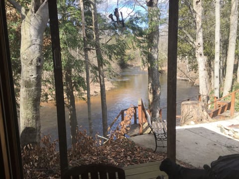 Fall river view from kitchen sink window
