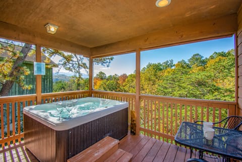 Outdoor dining with mountain views. Sip coffee or dine while enjoying nature