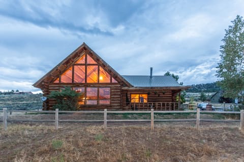 Front of Log House with spectacular views!