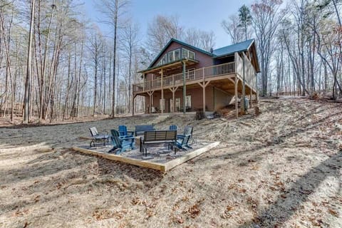 All Wood Log Cabin with Spacious Firepit for S'mores
