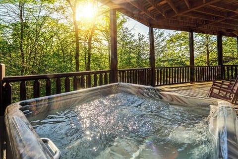 Private hot tub on covered deck