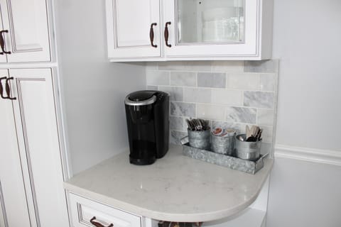 The kitchen comes complete with a Keurig so you can enjoy a morning coffee on us! 