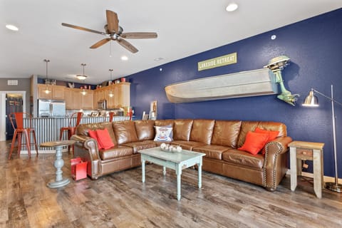 Check out that boat.  The family room has cozy seating for all of your guests.