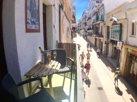 South facing balcony over looking the lovely pedestrianised street of Parellades